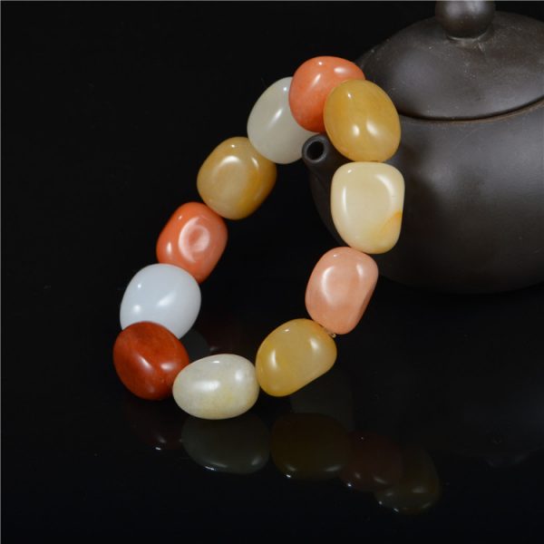 新疆金丝玉手链宝石光籽料手链(13mm) - 图片 2
