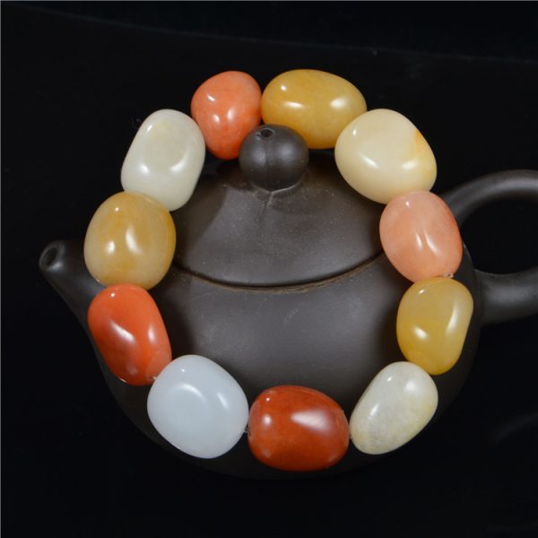 新疆金丝玉手链宝石光籽料手链(13mm)