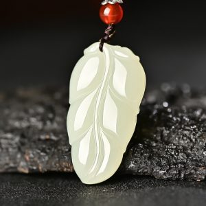 天然和田玉树叶吊坠金枝玉叶玉佩