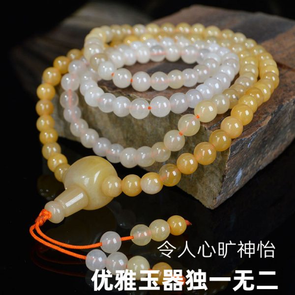 新疆天然玉石玉链金丝玉渐变项链戈壁玉籽料宝石光玉手链子