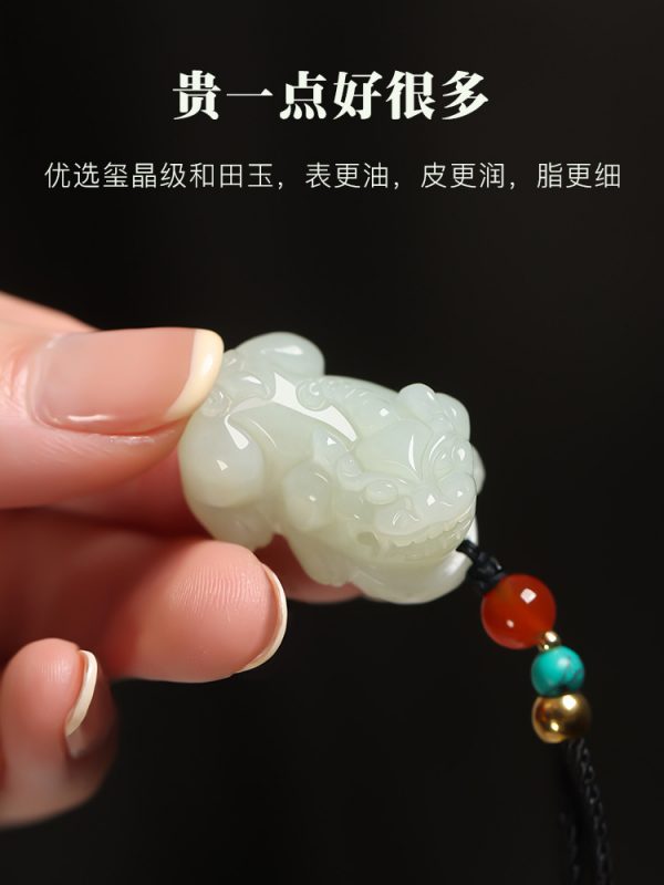 和田玉貔貅吊坠男女款霸王白玉小皮丘吊坠项链玉石玉坠玉佩挂件 - 图片 3